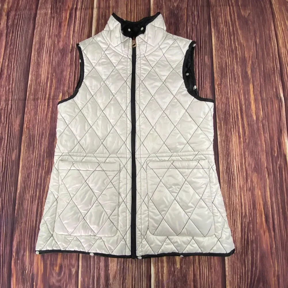 Kate Spade Women’s Reversible Quilted Polka Dot Vest Black Size Small S